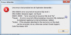Erreur SQL Developer 0182