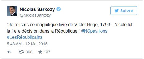 Nicolas Sarkozy tweet 1793 de Victor Hugo