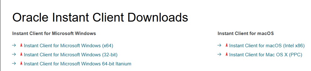 Oracle Instant Client Downloads