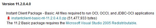 Oracle Instant Client Package Basic