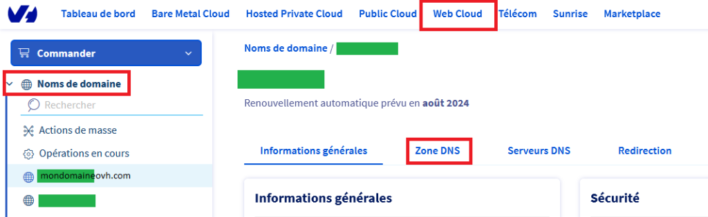 Modifier la zone DNS chez OVH